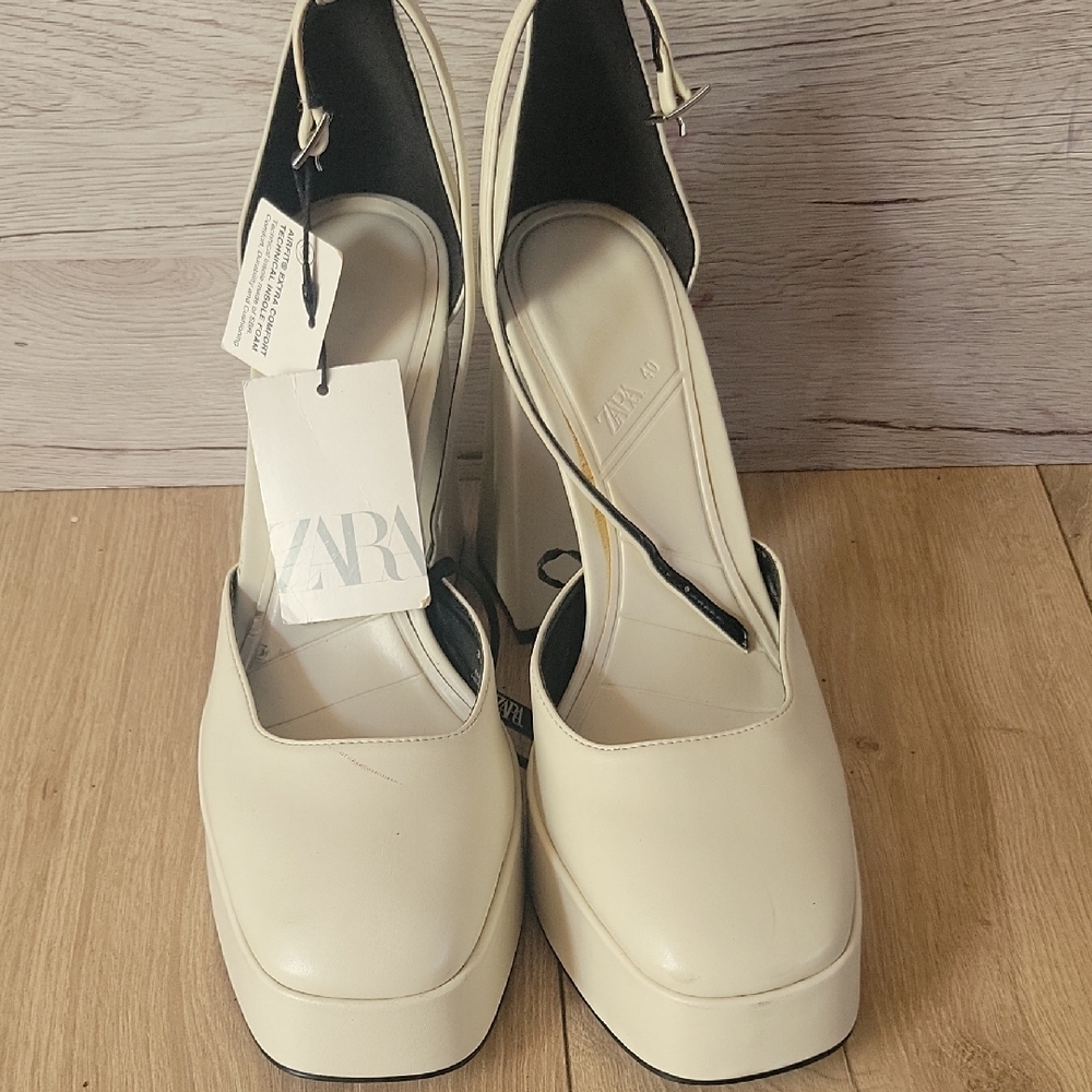 Zara Elegant Cream Platform Heels
